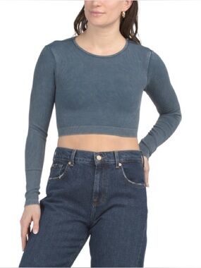 Zara Women's Cropped Long-Sleeve Ribbed Top